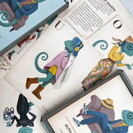 Fashion Alphabet Cards with Jean Leon Chameleon — 27-Card Boxed Set