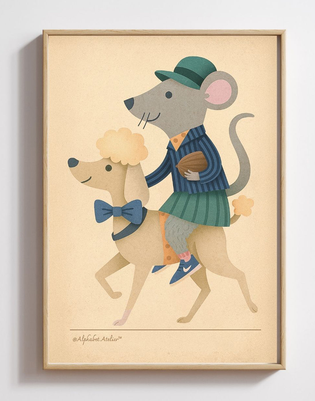 Merry Mouse & Magnificent Poodle | Whimsical Animal Art Print