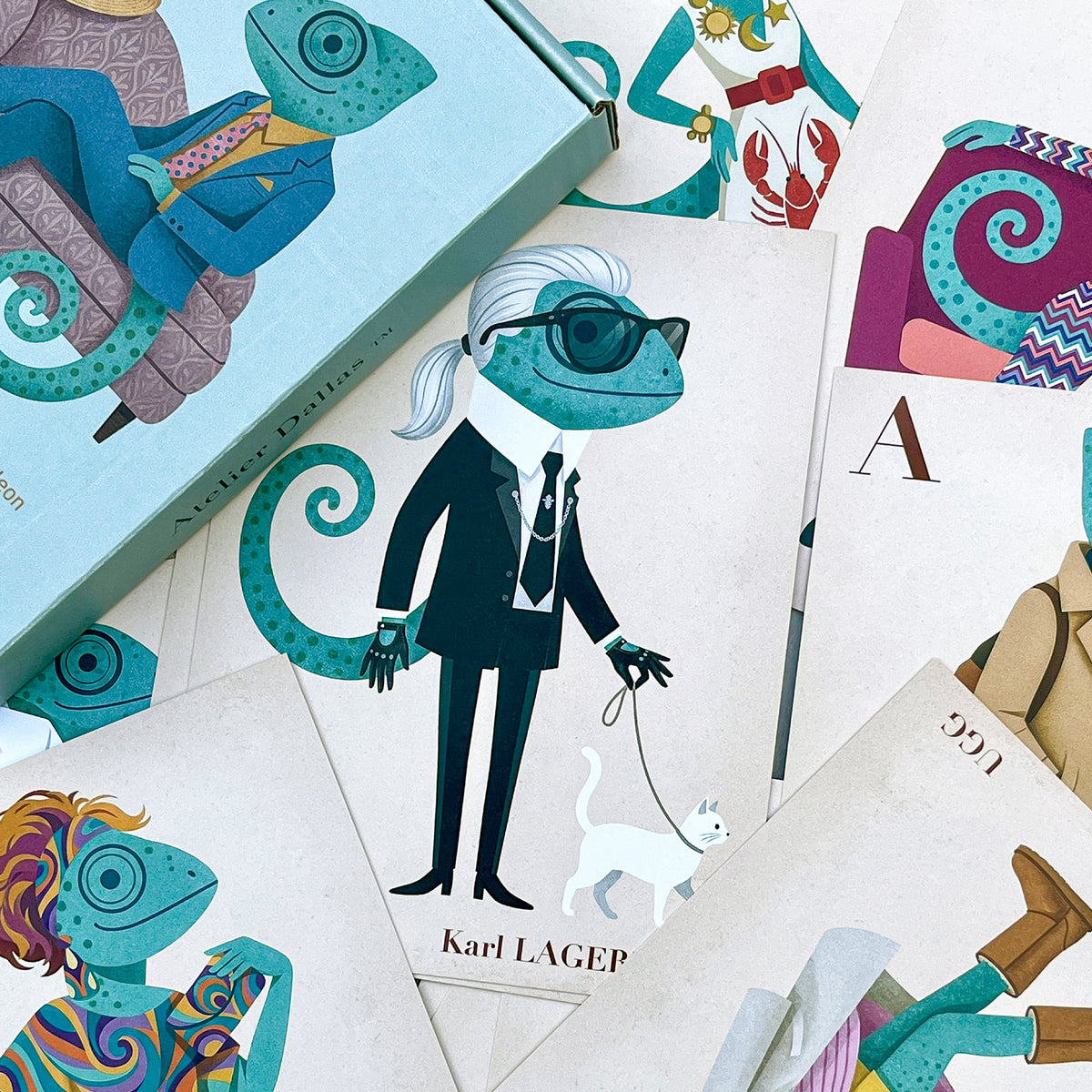 Fashion Alphabet Cards with Jean Leon Chameleon — 27-Card Boxed Set