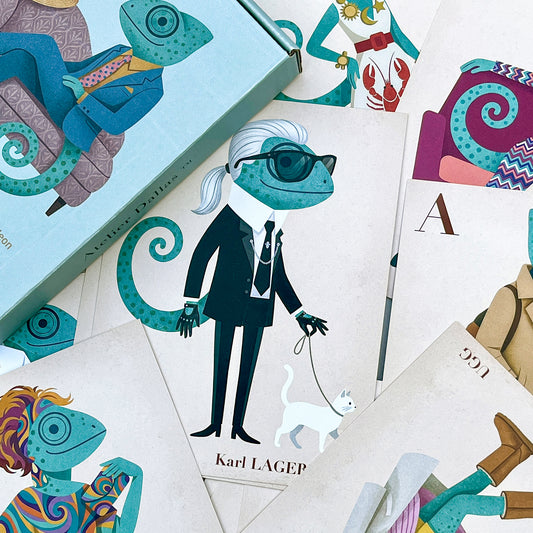 Fashion Alphabet Cards with Jean Leon Chameleon — 27-Card Boxed Set