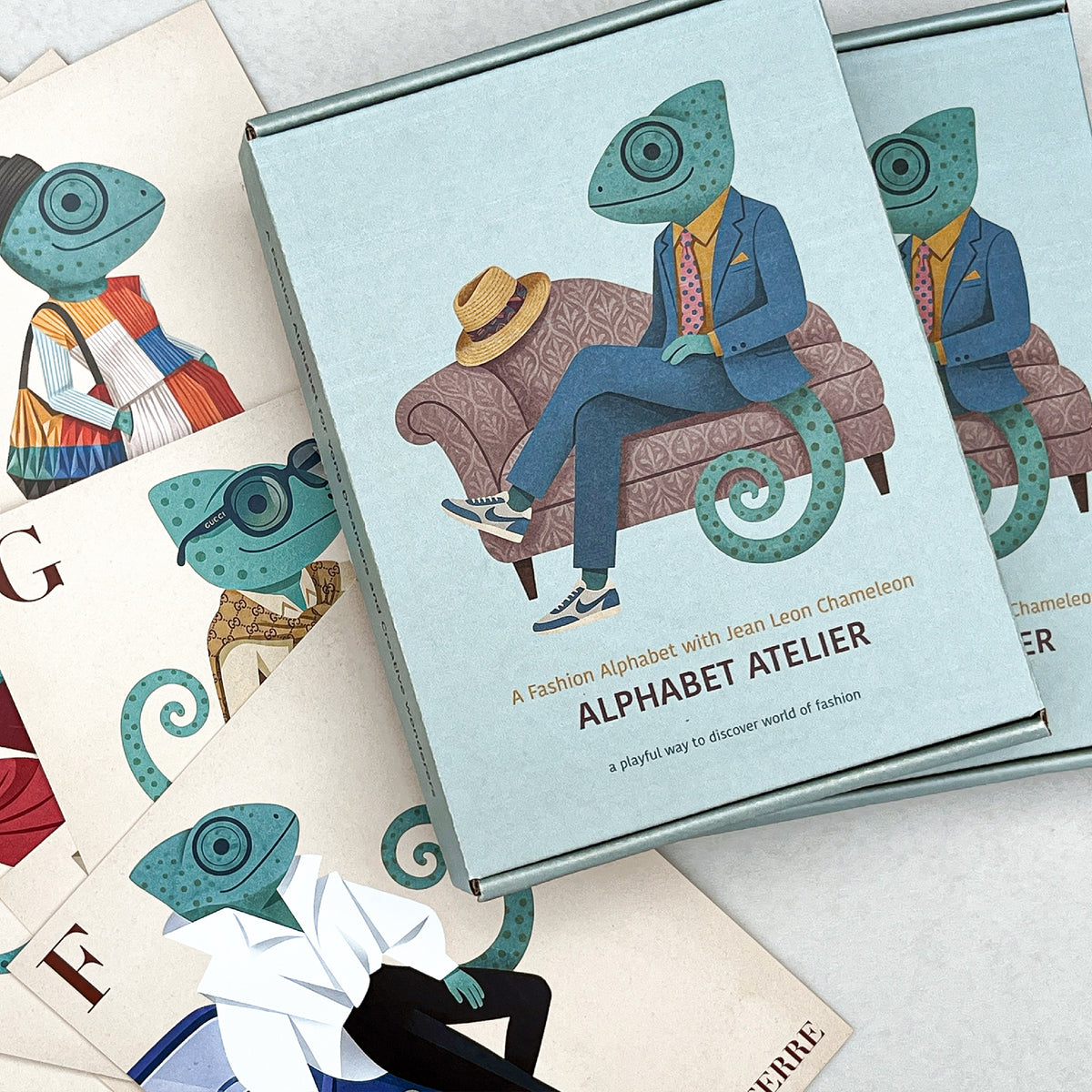 Fashion Alphabet Cards with Jean Leon Chameleon — 27-Card Boxed Set