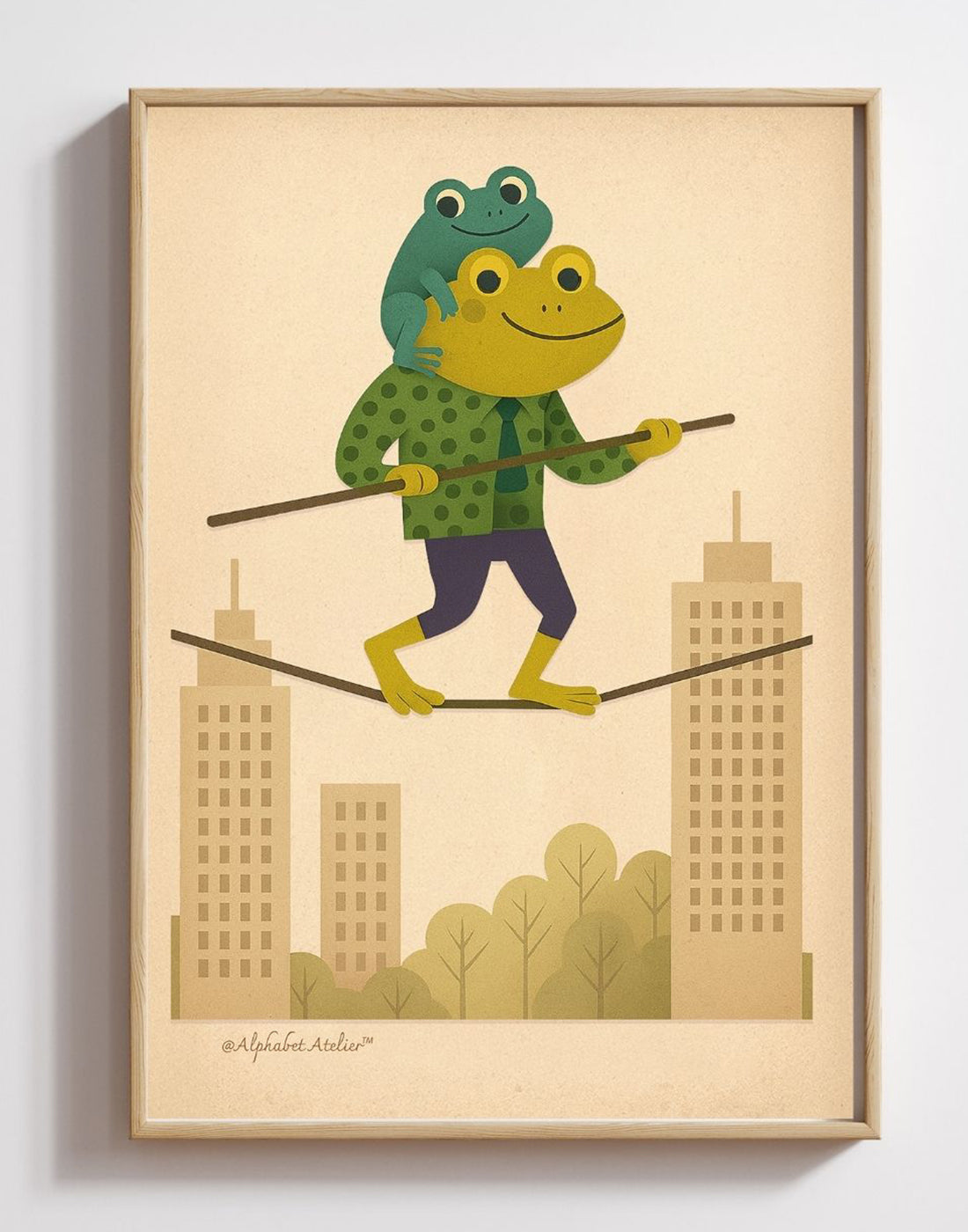 Frogs on a Tightrope | Whimsical Animal Art Print